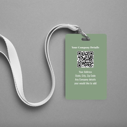 Badge Green Modern Photo QR Code Employee