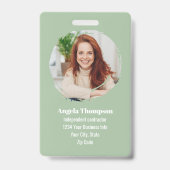 Badge Green Modern Photo QR Code Employee (Front)