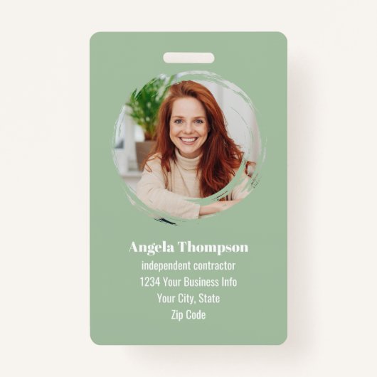 Badge Green Modern Photo QR Code Employee (Devant)