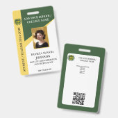 Badge Green School College Enseignant universitaire (Front & Back)
