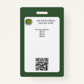 Badge Green School College Enseignant universitaire (Dos)