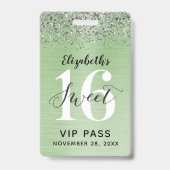 Badge Green Sweet 16 VIP d'anniversaire (Avant)
