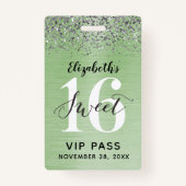 Badge Green Sweet 16 VIP d'anniversaire (Devant)