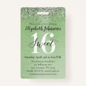 Badge Green Sweet 16 VIP d'anniversaire (Dos)