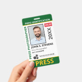 Badge Green Yellow Photo & Logo Press ID QR Code (Manuel / portable)