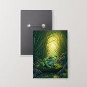Badge Grenouille verte enchantée dans une forêt (Recto/Verso)
