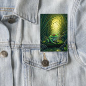 Badge Grenouille verte enchantée dans une forêt (Insitu)
