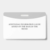 Badge Grey Ajouter votre logo Hospital Code photo employ (Back)