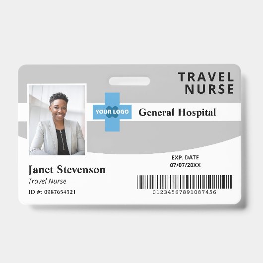 Badge Grey Ajouter votre logo Hospital Code photo employ (Front)