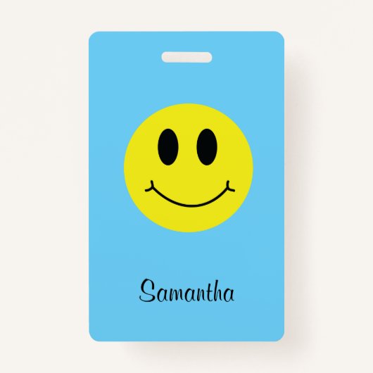 Badge Grinning Face Classic avec nom (Devant)