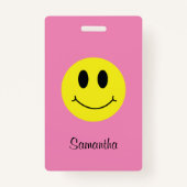 Badge Grinning Face Classic avec nom (Dos)