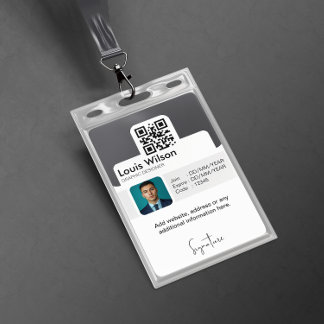 Badge Gris | Carte d'identité d'entreprise personnalisab