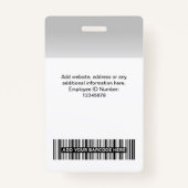 Badge Gris clair de l'image personnalisée de l'employé (Dos)