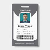 Badge Gris | ID de salarié personnalisable Sécurité de l (Avant)