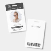 Badge Gris | ID photo de l'employé Sécurité de la sociét (Avant & arrière)