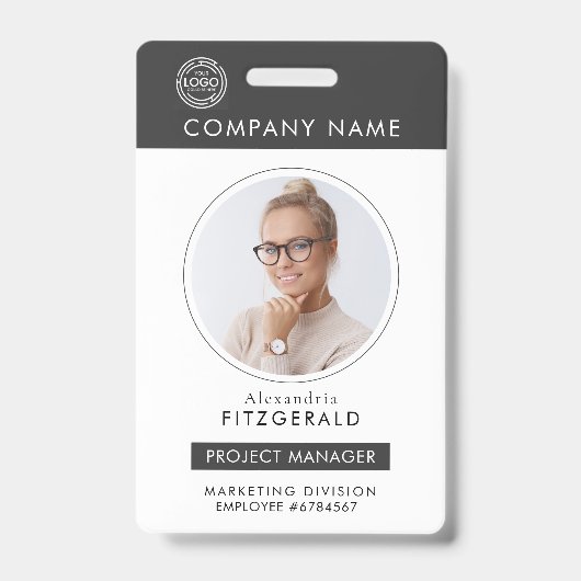 Badge Gris | ID photo de l'employé Sécurité de la sociét (Avant)