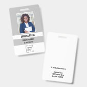 Badge Gris | Logo employé photo ou code QR de sécurité (Avant & arrière)
