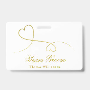 Badge Groupe d'équipe   Deux Mariage Gold Hearts