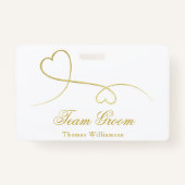 Badge Groupe d'équipe | Deux Mariage Gold Hearts (Dos)