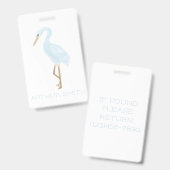 Badge Grue bleue aquarelle (Avant & arrière)