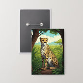 Badge Guépard dans une forêt luxuriante (Recto/Verso)