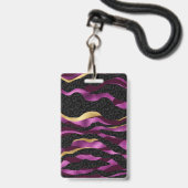 Badge Guépard Violet Noir Motif Léopard Noir (Avant avec lanière)