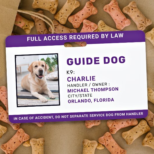 Badge Guide Chien ID Personnalisé Simple Service Chien P