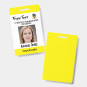 Badge Guide de visite - ID photo jaune (Avant & arrière)
