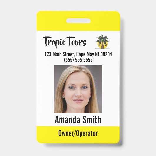 Badge Guide de visite - ID photo jaune (Avant)