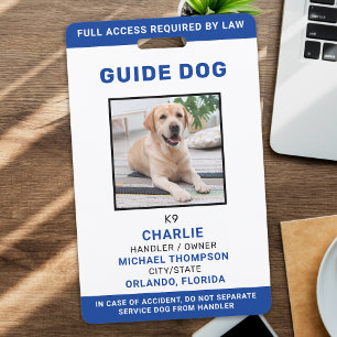 Badge Guide personnalisé Chien Service Chien Photo ID Ba