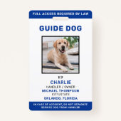 Badge Guide personnalisé Chien Service Chien Photo ID Ba (Devant)