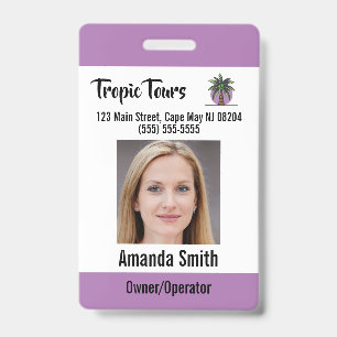 Badge Guide touristique - ID photo violet