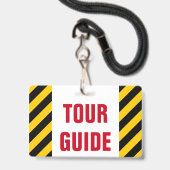 Badge "GUIDE TOURISTIQUE" + Insigne noir et jaune de (Arrière avec lanière)
