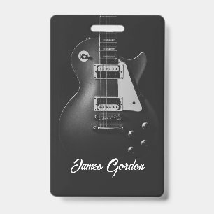 Badge Guitare électrique monochrome personnalisée