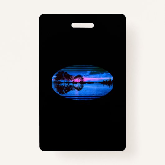 Badge Guitare Sunset Sky Trees City Lake Réflexion (Devant)