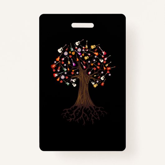 Badge Guitariste Arbre Guitare Anniversaire (Devant)