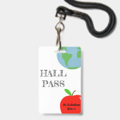 Badge Hall Pass Personnalisé (Front with Lanyard)