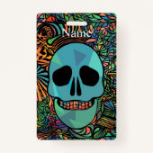 Badge Halloween Hippie Skull Thunder_cove (Devant)