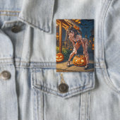 Badge Halloween Monster Jack-o-Lantern & Bat Vixen Girl (Insitu)