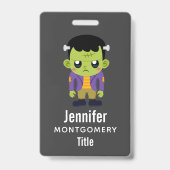 Badge Halloween monstre Frankenstein Green (Arrière)