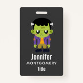 Badge Halloween monstre Frankenstein Green (Dos)