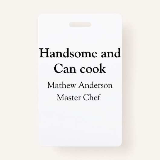 Badge Handsome et peut cuisiner ajouter nom maître chef  (Devant)