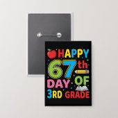 Badge Happy 67th Day of School Teacher Cute Classroom (Recto/Verso)