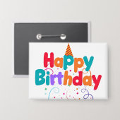 Badge Happy Birthday Confetti Button (Recto/Verso)