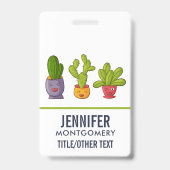 Badge Happy Cute Cactus dans les pots de fleurs Illustra (Arrière)