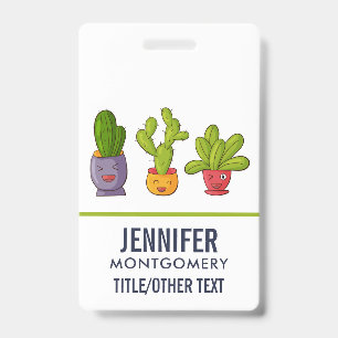 Badge Happy Cute Cactus dans les pots de fleurs Illustra