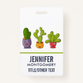 Badge Happy Cute Cactus dans les pots de fleurs Illustra (Dos)