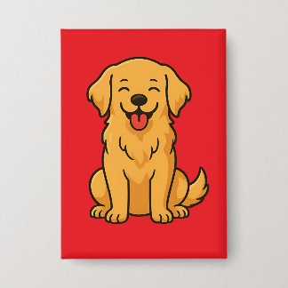 Badge Happy Golden Retriever Dog – Cute Funny Pets