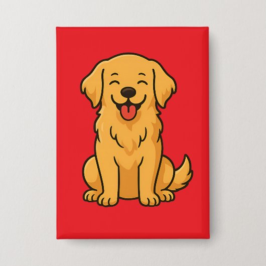 Badge Happy Golden Retriever Dog – Cute Funny Pets (Recto)