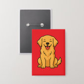 Badge Happy Golden Retriever Dog – Cute Funny Pets (Recto/Verso)